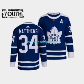 Camiseta Toronto Maple Leafs Auston Matthews 34 Adidas 2022 Reverse Retro Azul Authentic - Criança